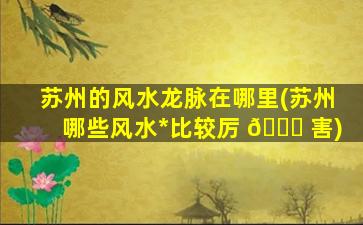 苏州的风水龙脉在哪里(苏州哪些风水*
比较厉 🐞 害)